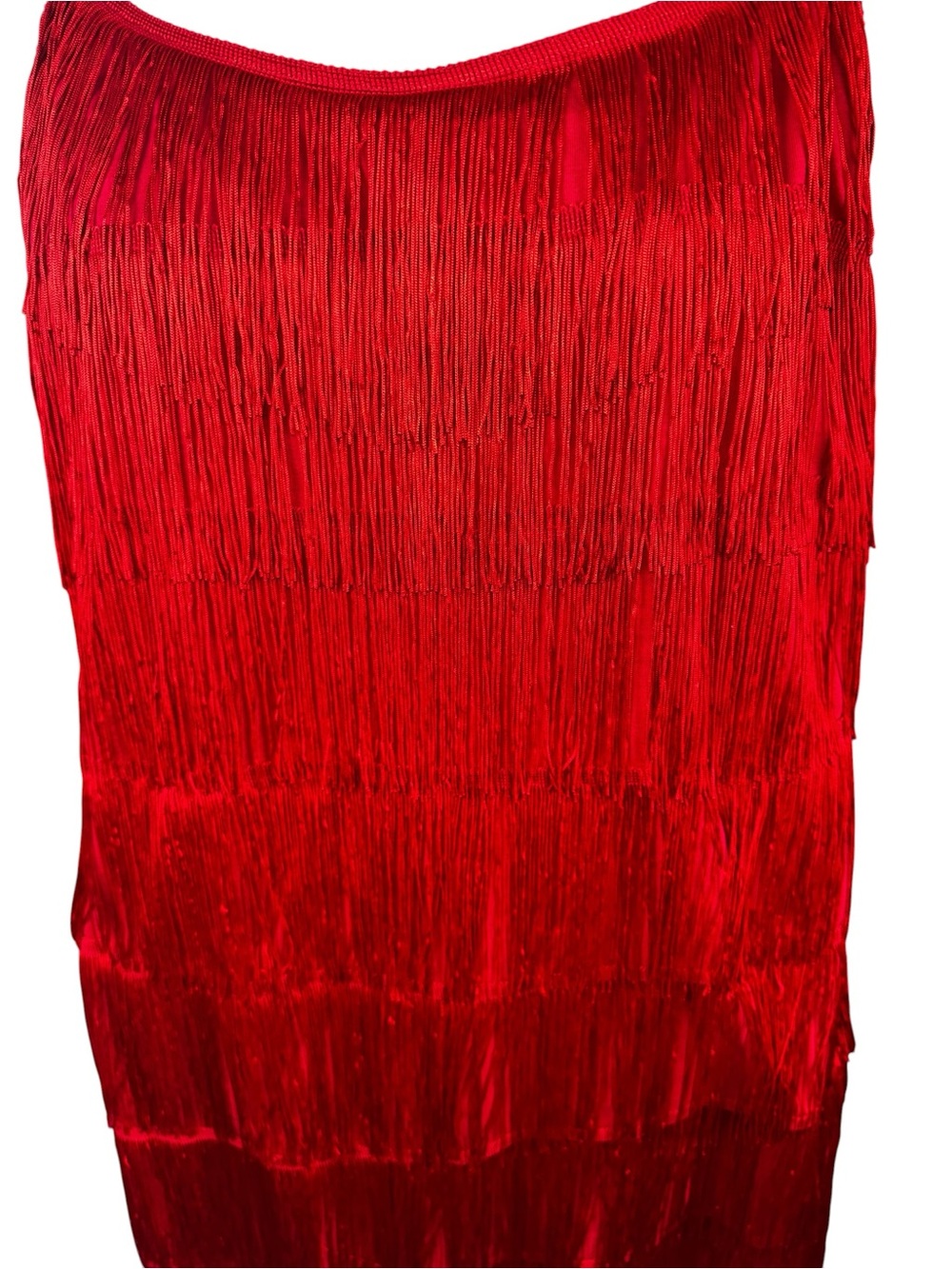 Venus Red Fringe Flapper Dress 2X Plus Size Tiered Adjustable Straps - Picture 5 of 9